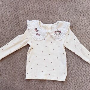 Adorable Cream Kids Shirt with Cat Embroidery